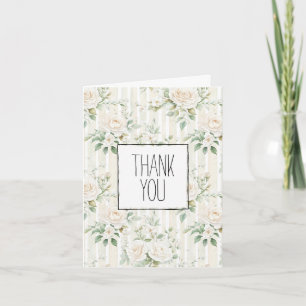 Tarjeta Romántico Rubor White Roses Floral Gracias