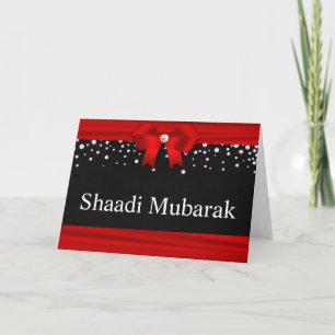 Tarjeta Romántico Shaadi Mubarak con cinta roja