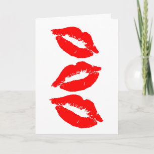 TARJETA ROMÁNTICOS LABIOS ROJOS PIENSAN EN TI