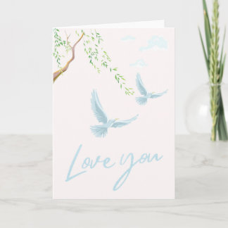 Tarjeta Romantische Liebeskarte Love You mit fliegenden Ta