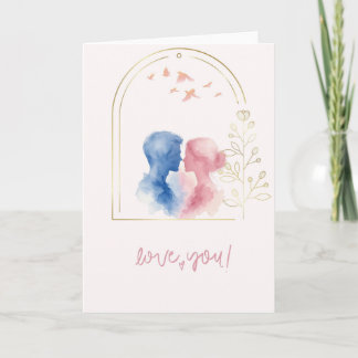 Tarjeta Romantische Liebeskarte mit Paar im Aquarell-Stil 