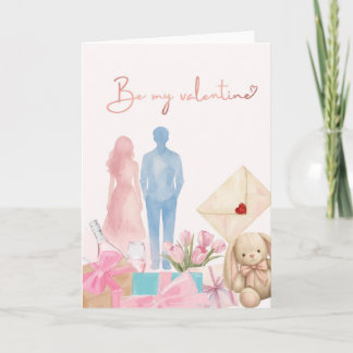 Tarjeta Romantische Valentinskarte mit Paar, Geschenken & 