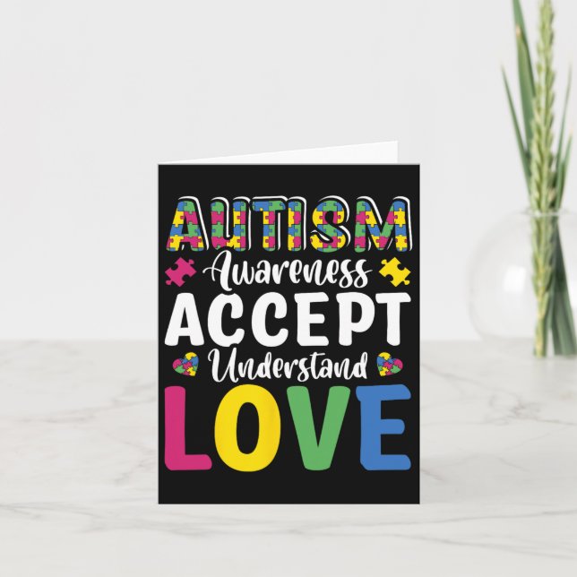 Tarjeta Rompecabezas Autismo Conciencia Acepta Comprender  (Anverso)