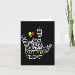 Tarjeta Rompecabezas Corazón Asl Amor Idioma Rótulo Autism