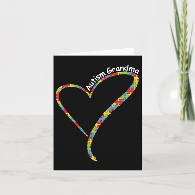 Tarjeta Rompecabezas De Conciencia Del Autismo Del Corazón (Anverso)