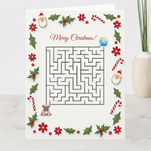 Tarjeta Rompecabezas de Laberinto de Navidad Bulldog Fiest
