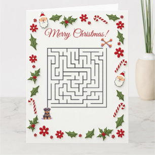 Tarjeta Rompecabezas de laberinto de Navidad de perro Rott