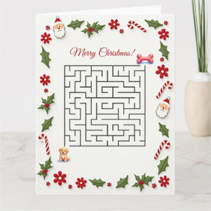 Tarjeta Rompecabezas de laberinto de Navidad del perro Ret