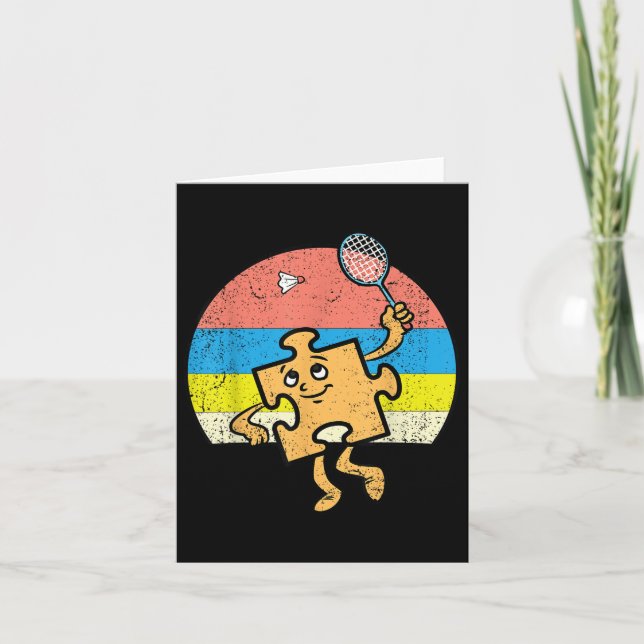 Tarjeta Rompecabezas Jugador de Badminton Autism Awareness (Anverso)