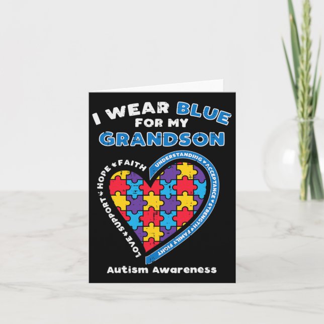 Tarjeta Rompecabezas, llevo el azul nieto, autismo, concie (Anverso)