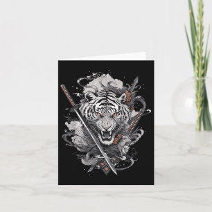 Tarjeta Rondón de Samurai Japonés Sword Katana Japan Tiger