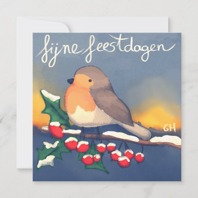 Tarjeta Roodborstje, fijne Feestdagen (Anverso)