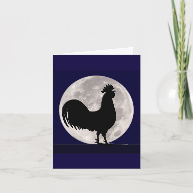Tarjeta Rooster a la luz de la luna (Anverso)