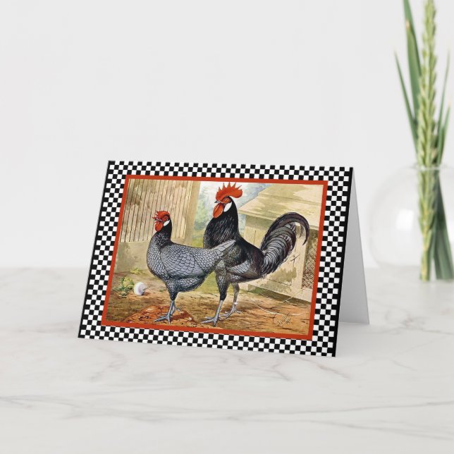 Tarjeta Rooster de pollo de época (Anverso)