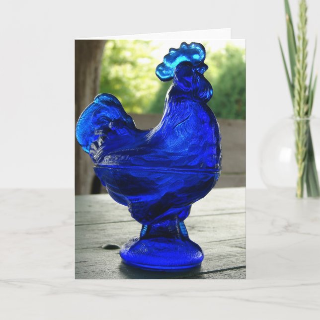 Tarjeta Rooster de vidrio azul (Anverso)