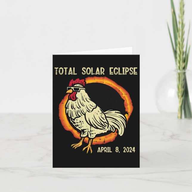 Tarjeta Rooster Eclipse solar total 2024 Abril 8 Hombres M (Anverso)