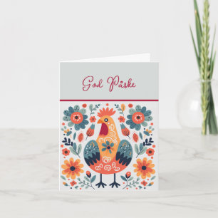 Tarjeta Rooster Naranja Turquesa Amarillo Dios Påske
