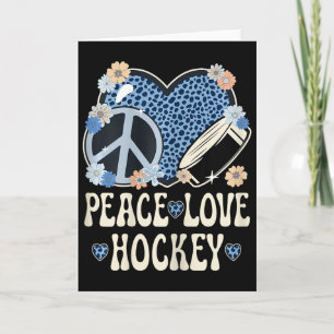 Tarjeta Ropa de Amante de Hockey de Paz Amor Estampado de 