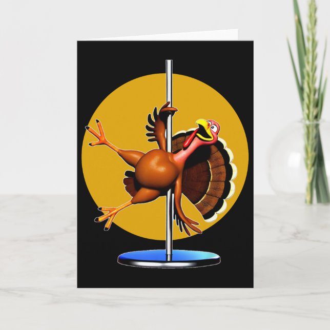 Tarjeta Ropa de baile de pavo divertido Poste de baile Día (Anverso)