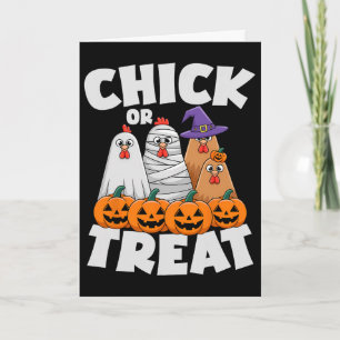 Tarjeta Ropa de Chick Or Treat Halloween divertido pollo A