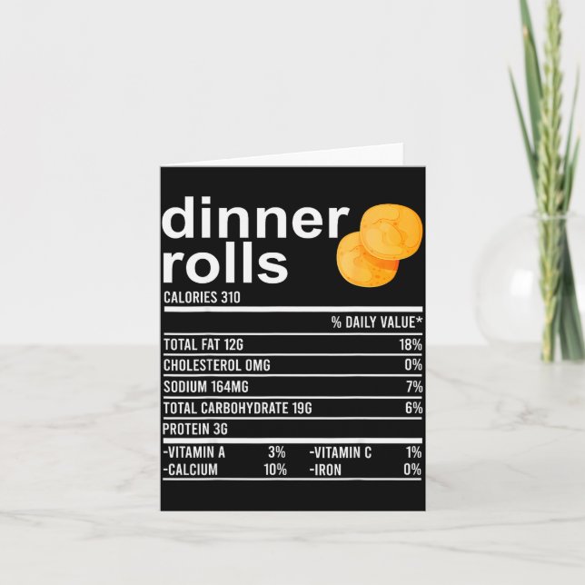 Tarjeta Ropa de datos nutricionales de rollos para cenar d (Anverso)