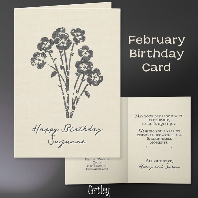 Tarjeta Ropa de flores de nacimiento estampada Febrero (Subido por el creador)