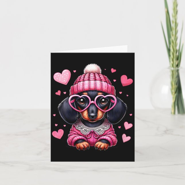 Tarjeta Ropa de mujer Perrito Cute Dachshund San Valentín  (Anverso)