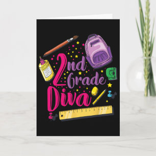 Tarjeta Ropa de niña diva de segundo grado para el primer