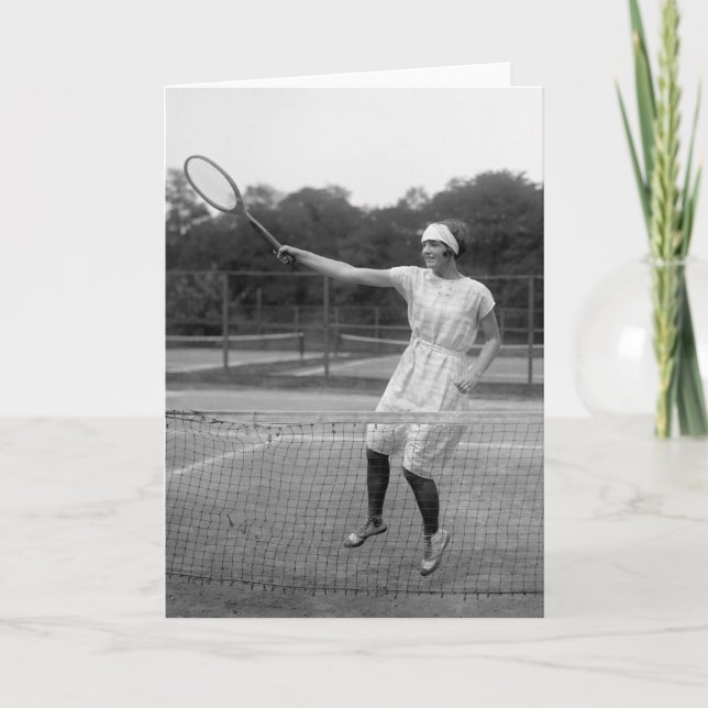 Tarjeta Ropa de tenis de época, años 20 (Anverso)