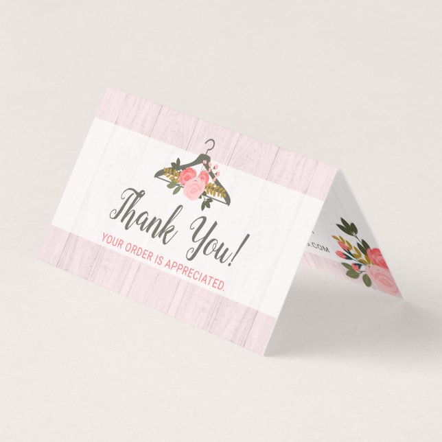 Tarjeta Ropa floral Ropa colgante Boutique Gracias (Anverso)
