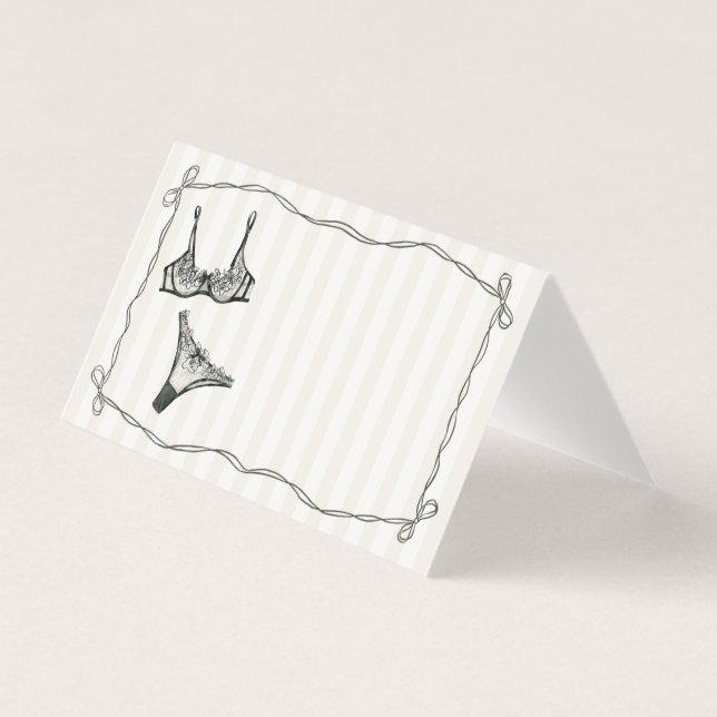 Tarjeta Ropa interior negra de encaje decoración para mesa (Anverso)