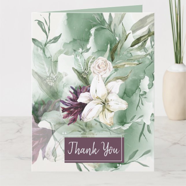 Tarjeta Rosa acuarela, Lily, Magnolia (Anverso)