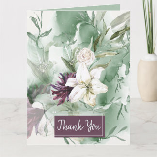 Tarjeta Rosa acuarela, Lily, Magnolia