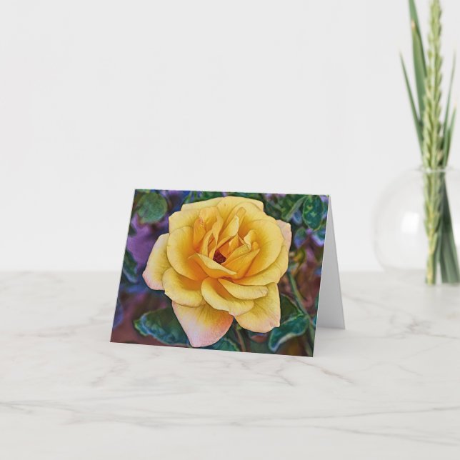 Tarjeta Rosa amarilla artística del jardín de Gertie (Anverso)