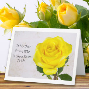 Tarjeta Rosa Amarilla Celebrando Que Eres Como Una Hermana