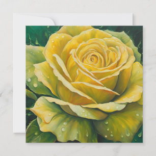 Tarjeta Rosa amarilla en flor con gota de agua