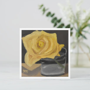 Tarjeta Rosa amarilla en vidrio