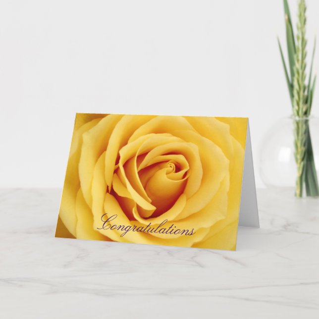 Tarjeta Rosa amarillo, enhorabuena (Anverso)