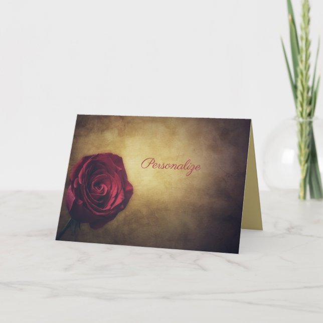 Tarjeta Rosa antiguo con fondo de oro personalizado (Anverso)