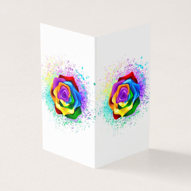 Tarjeta Rosa arcoiris colorido (Exterior)