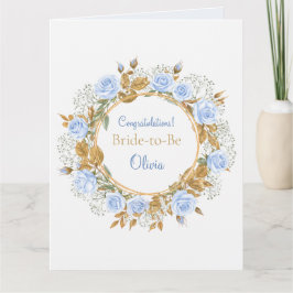 Tarjeta Rosa Azul Besada por Oro Nupcial