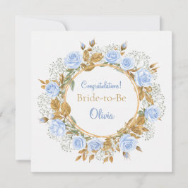 Tarjeta Rosa Azul Besada por Oro Nupcial