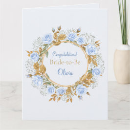 Tarjeta Rosa Azul Besada por Oro Nupcial