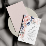 Tarjeta rosa azul dura de cumpleaños 60 con floral<br><div class="desc">Envíe las invitaciones para el próximo fiesta de hitos con nuestras tarjetas de nota Floral Floral de color azul rosa índigo pastel moderno. Con una hermosa coloración de acuarela botánica. Simplemente personaliza con los detalles del fiesta haciendo clic en el botón personalizar para reorganizar y formatear el estilo y la...</div>