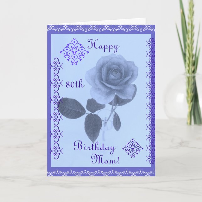 Tarjeta Rosa azul: ¡Feliz cumpleaños mamá! (Anverso)