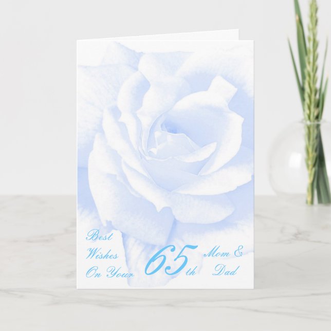 Tarjeta Rosa Azul Personalizado 65º Aniversario Boda (Anverso)