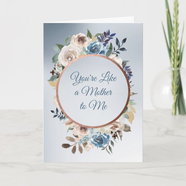 Tarjeta Rosa azul y blanca como el día de la madre (Anverso)