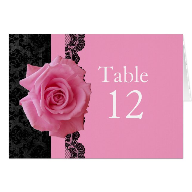 Tarjeta Rosa Black Luxury Damask Table (Anverso (Horizontal))