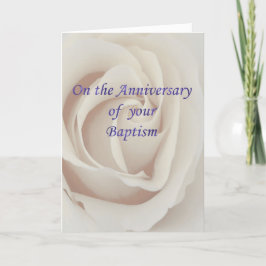 Tarjeta Rosa blanco del bautismo/del aniversario del
