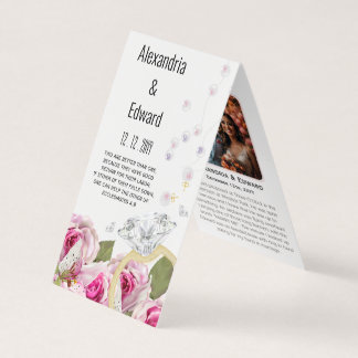 Tarjeta Rosa Boda de compromiso de anillo de diamantes